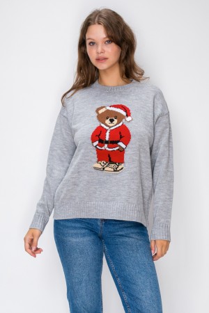 VIT52147-1<br/>SANTA BEAR CREW NECK LONG SLEEVE SWEATER