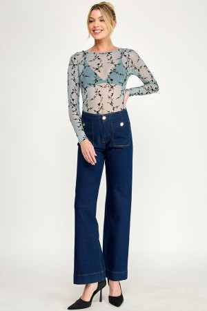 VIT52233-1<br/>MESH COLLAR NECKLINE LONG - SLEEVES BODYSUIT